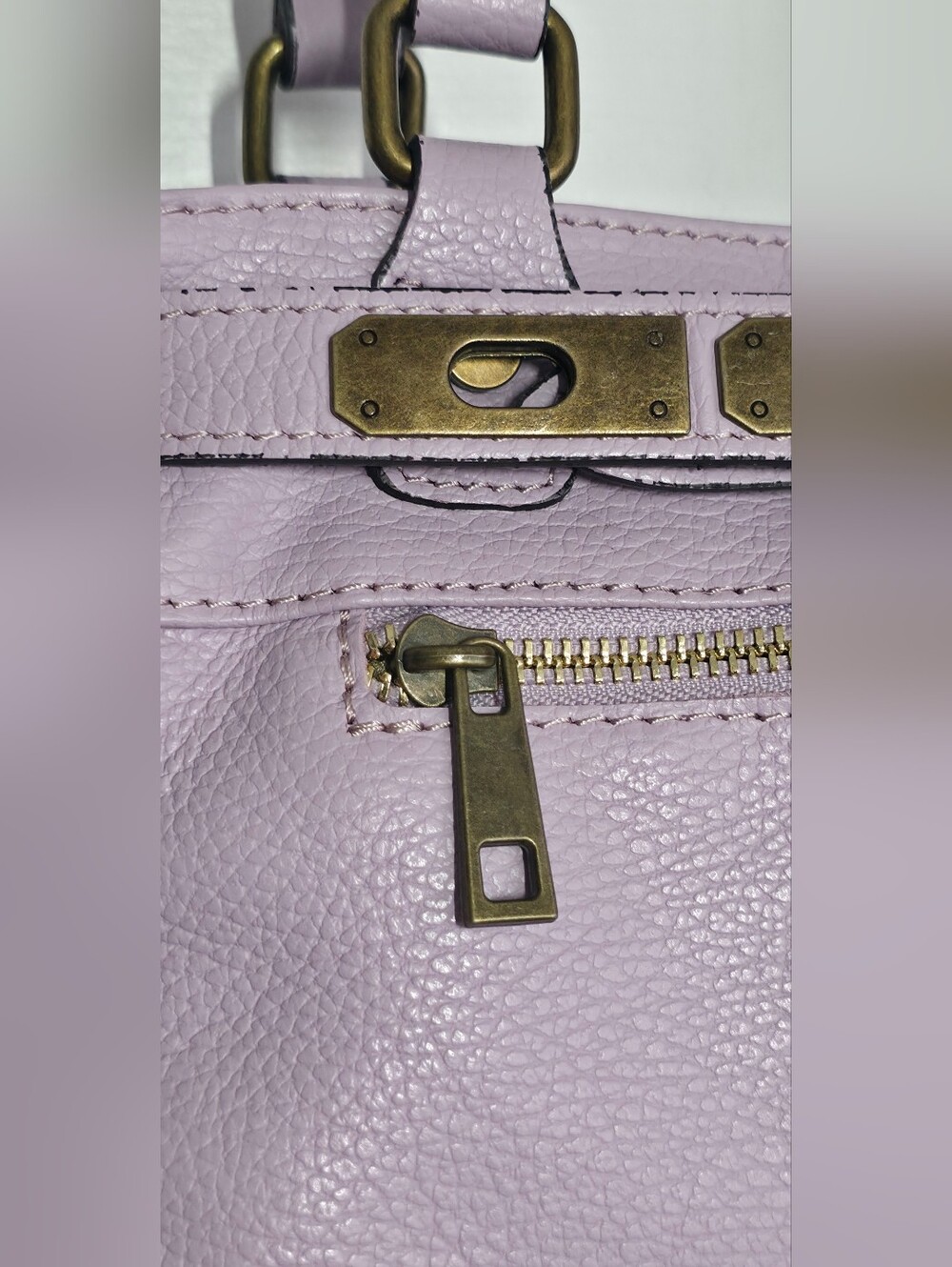 Genuine Leather Stylish Lilac Satchel Handbag - Picture 5 of 12